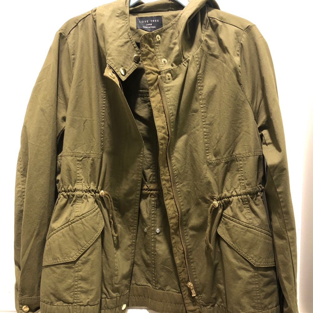 Army green love tree jacket
